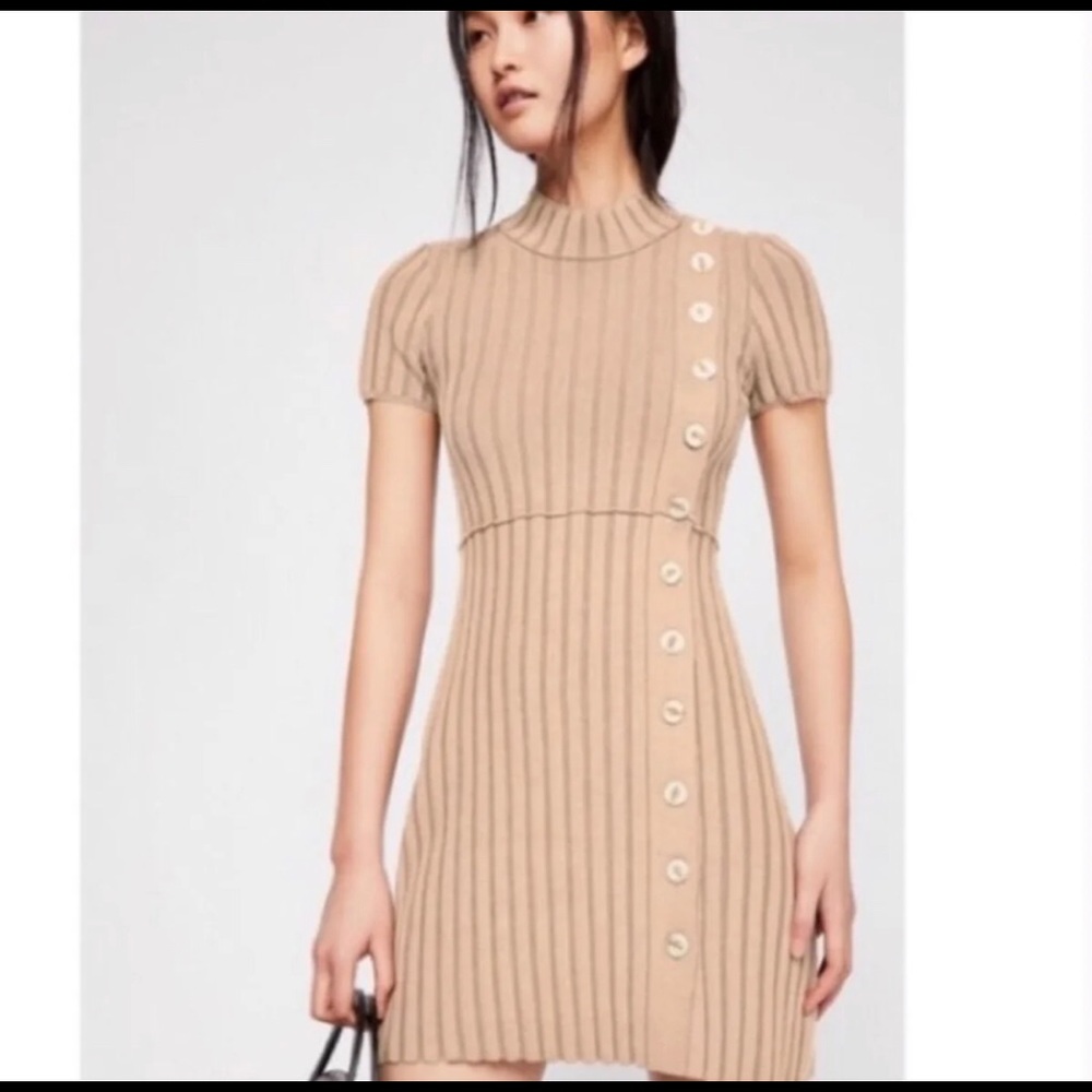 Free People Lottie Ribbed Mock Neck Dress